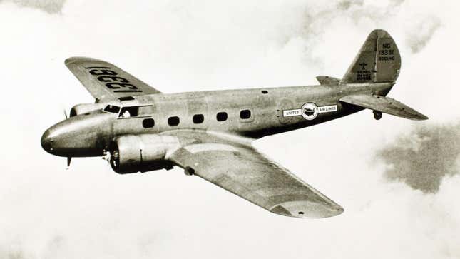 A United Airlines Boeing 247 in flight