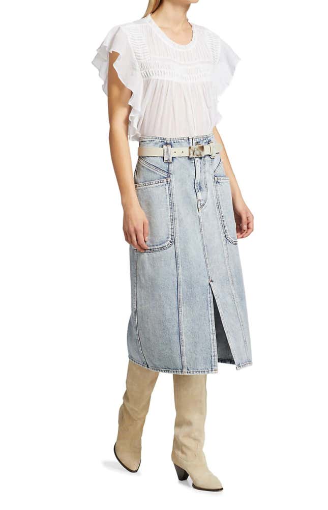 Image for article titled Is It Possible to Make a Denim Midi Skirt Not Ugly?