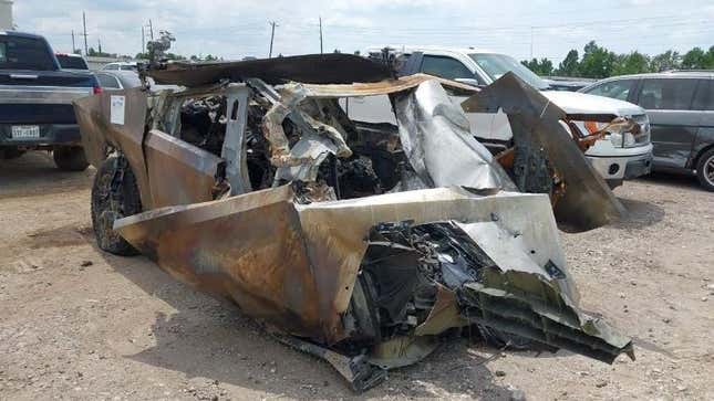 Crashed, burned Tesla Cybertruck