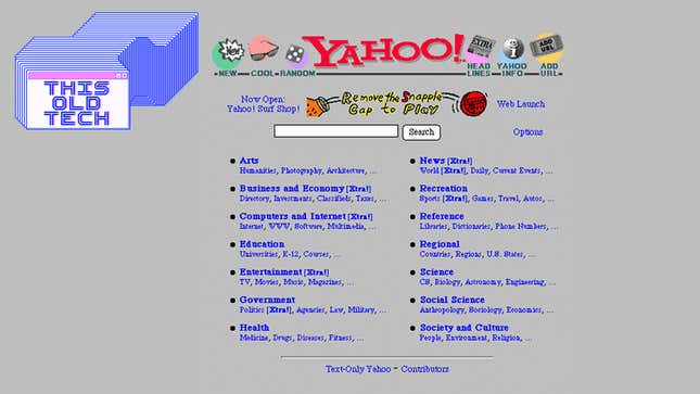 A photo of Yahoo's old home page