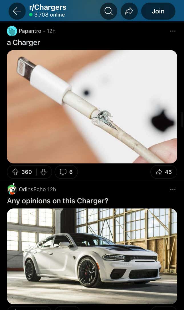 Image for article titled Chargers subreddit becomes about phone chargers, not team
