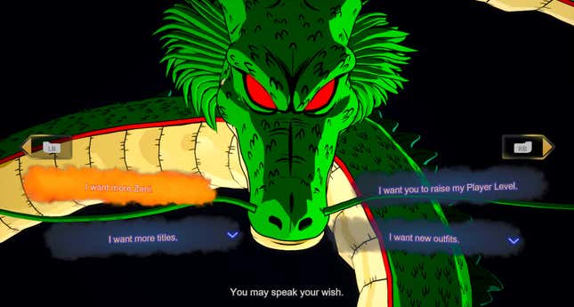 The iconic green dragon Shenron offers multiple options to wish for.