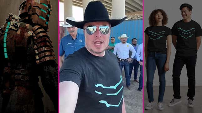 ElonMusk se diffuse en direct à la frontière entre le Texas et le Mexique tout en portant un t-shirt Dead Space et un chapeau de cowboy.