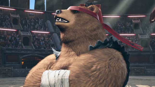 A screenshot shows Kuma as seen in Tekken 8. 