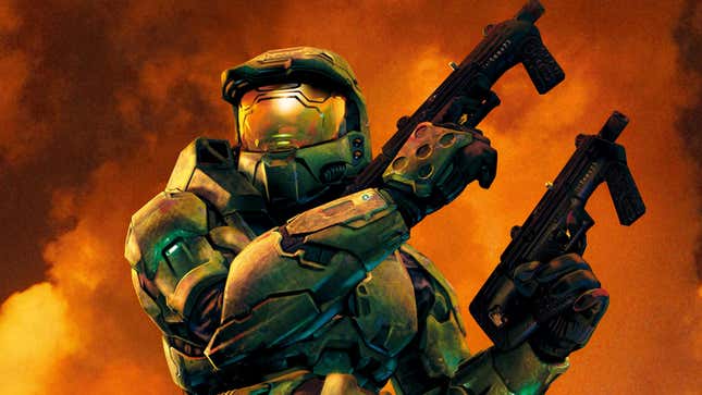 The Master Chief wields two SMGs.