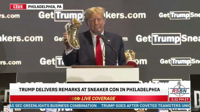 Image for article titled Donald Trump Launches Website Selling $400 Sneakers but Claims It&#39;s &#39;Not Political&#39;