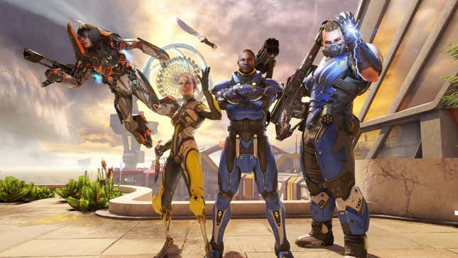 A screenshot shows characters from Lawbreakers. 