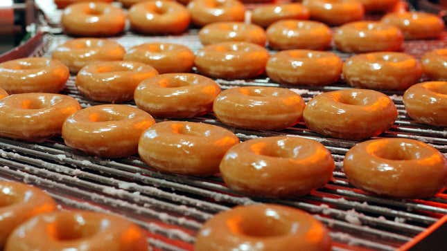 Krispy Kreme glazed donuts.