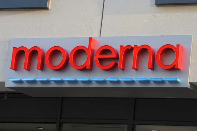 Moderna sign on building