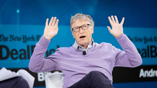 Microsoft founder Bill Gates, seen here speaking at the November 2019 New York Times Dealbook conference on his role as the co-chair of the Bill & Melinda Gates Foundation.