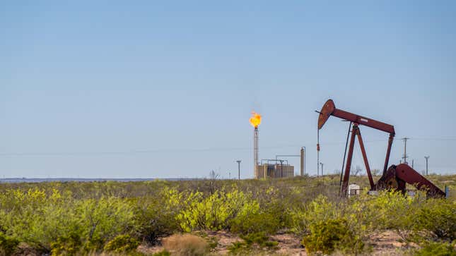 An oil derrick