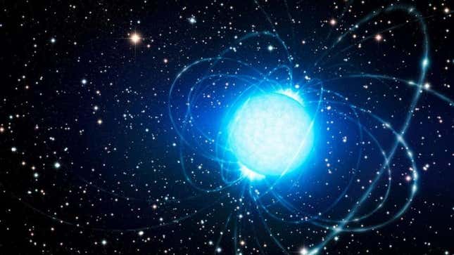 An artist’s depiction of a neutron star.