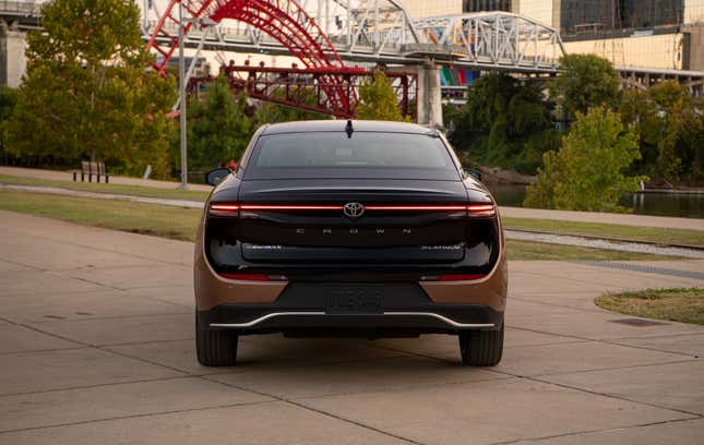 The rear of a 2023 Toyota Crown