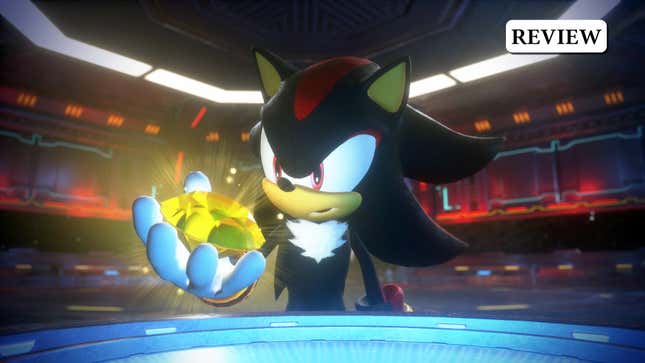 Shadow holds a yellow Chaos Emerald.