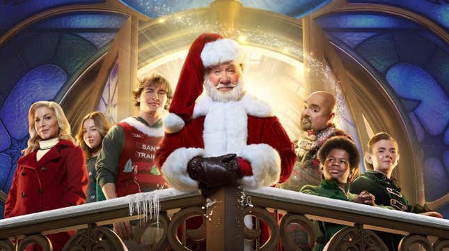Promotional image of Santa Clauses from DIsney+ featuring Tim Allen as Santa