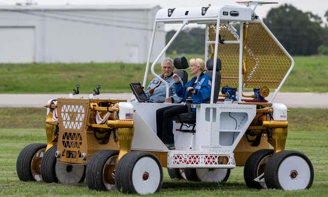 A photo of the new lunar rover testing on Earth. 