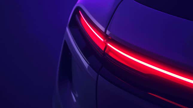 Detail teaser shot of a Porsche Macan EV taillight