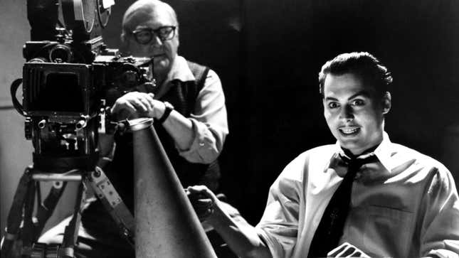 Ed Wood sits in the director chair. 