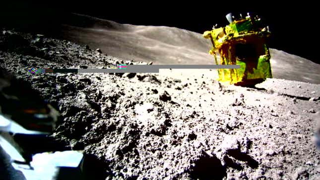 Japan’s SLIM lander, face down on the Moon.