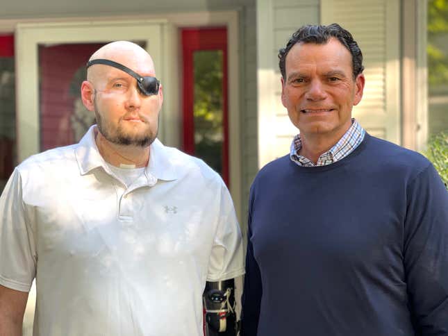 Aaron James (left) with Eduardo Rodriguez (right)