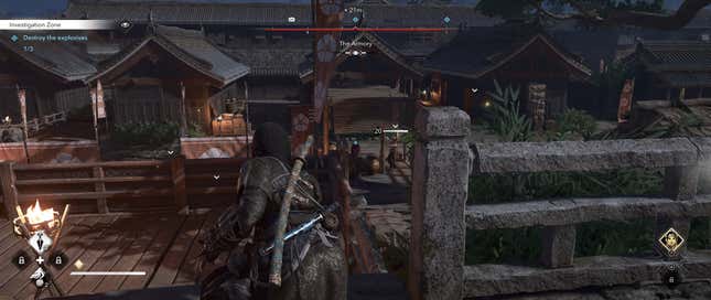 Naoe sneaks into an enemy base.