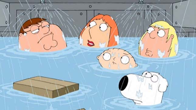 Family Guy characters are drowning. 