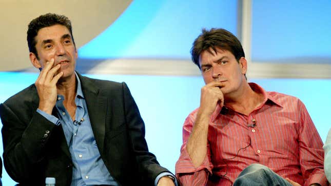 Chuck Lorre and Charlie Sheen in 2005