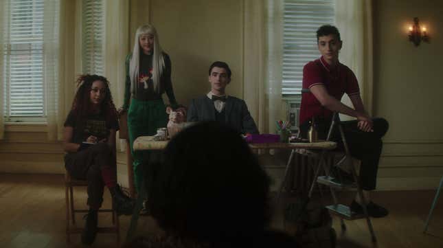 Kassius Nelson, Yuyu Kitamura, George Rexstrew, and Jayden Revri in Dead Boy Detectives.