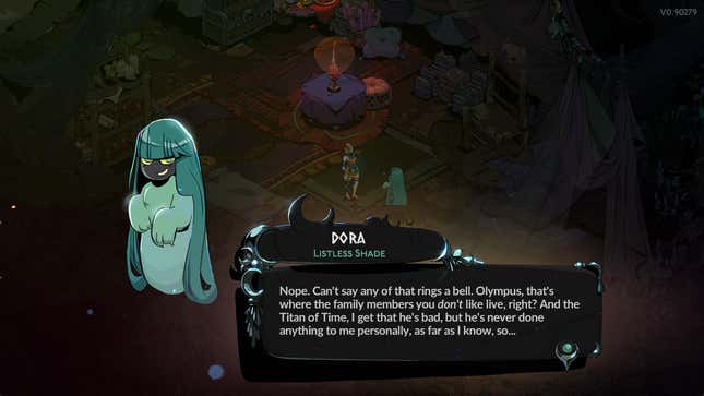 A screenshot of the portrait art of one of Hades 2's characters.