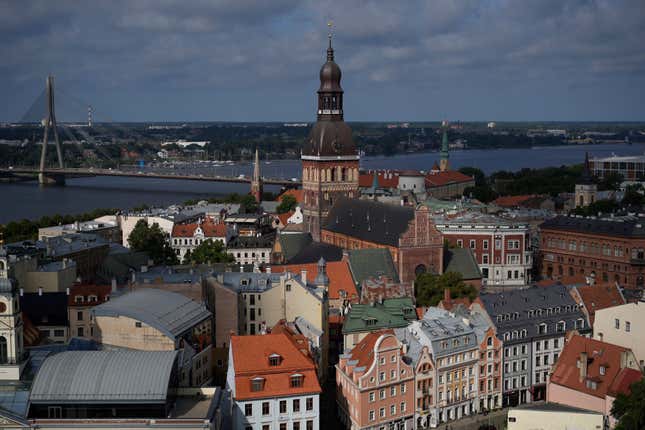 A view of Riga, Latvia, Sept. 5, 2023. Latvia&#39;s government has extended restrictions on the entry of Russian citizens into the Baltic country until next year, citing Moscow&#39;s full-scale invasion of Ukraine which officials say is &quot;still posing a threat to the internal security of Latvia.&quot; (AP Photo/Pavel Golovkin)