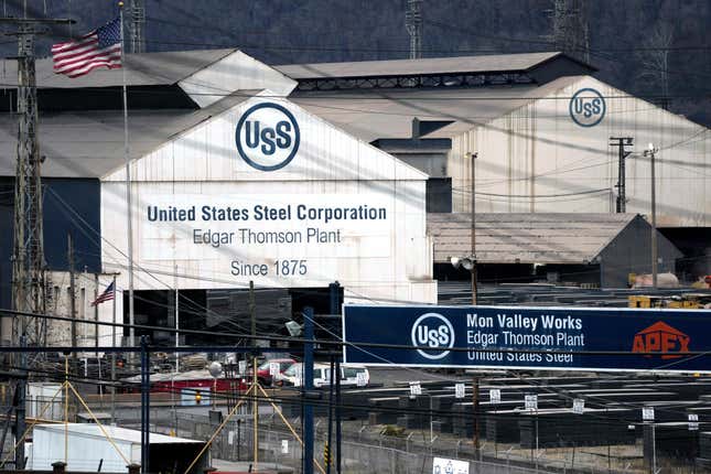 This is a portion of US Steel&#39;s Edgar Thomson Plant in Braddock, Pa., on Monday, Dec. 18, 2023. U.S. Steel, the Pittsburgh steel producer that played a key role in the nation&#39;s industrialization, is being acquired by Nippon Steel in an all-cash deal valued at approximately $14.1 billion. (AP Photo/Gene J. Puskar)