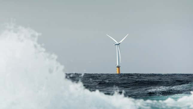 A Scotland Hywind floating turbine at work.