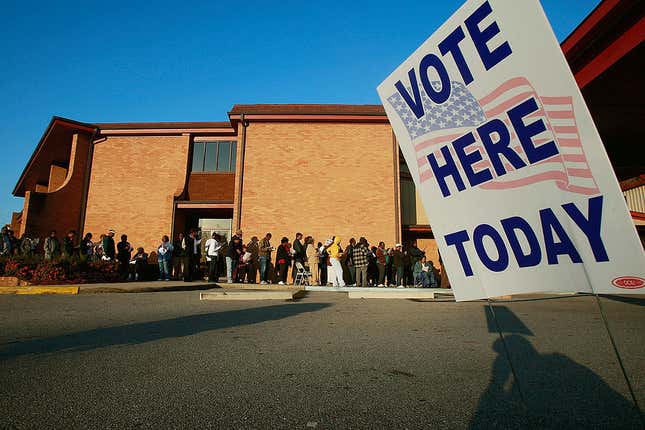 BIRMINGHAM, AL - NOVEMBER 04: African-Americans line up to vote outside Bethel Missionary Baptist Church in the presidential election on November 4, 2008 in Birmingham, Alabama. Birmingham, 