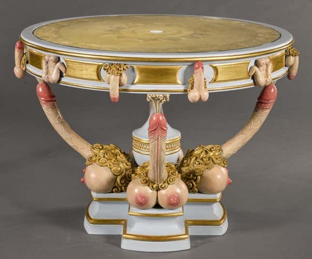 A painted plywood table, after that supposedly delivered to Catherine the Great.