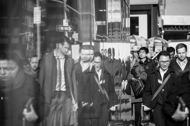 Pedestrians in midtown Manhattan.