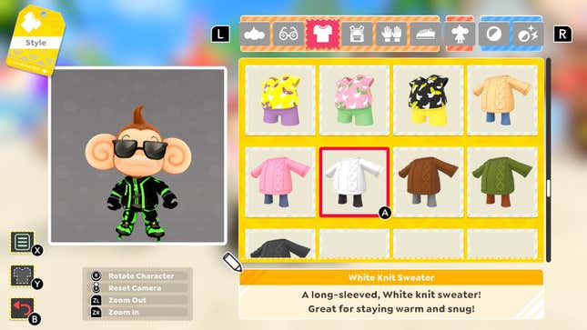 The sadly inevitable clothing customization screen.