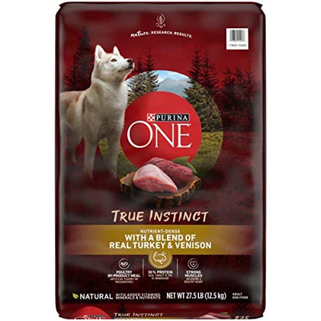 Image for article titled Purina ONE True Instinct With A Blend Of Real Turkey and Venison Dry Dog Food, Now 17% Off