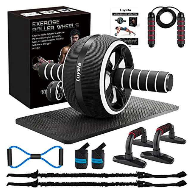 HOTWAVE Portable Exercise Equipment with 16 Gym Accessories.20 in 1 Push Up  Board Fitness,Resistance Bands with Ab Roller Wheel,Full Body Workout at