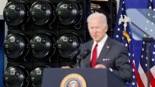 U.S. President Joe Biden delivers remarks on arming Ukraine, after touring a Lockheed Martin weapons factory in Troy, Alabama, U.S. May 3, 2022.