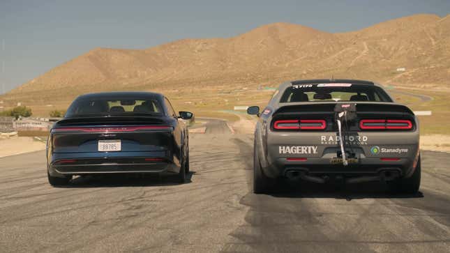 Image for article titled Watch a Lucid Air Sapphire Beat a Dodge Demon 170 on its Home Field Multiple Times