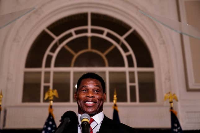 U.S. Senate candidate Herschel Walker speaks to supporters during an election night watch party, Tuesday, May 24, 2022, in Atlanta. Walker won the Republican nomination for U.S. Senate in Georgia’s primary election.