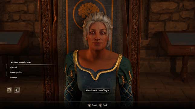 Dialogue with Countess Arriana Valga to buy a house in Oblivion Remastered.