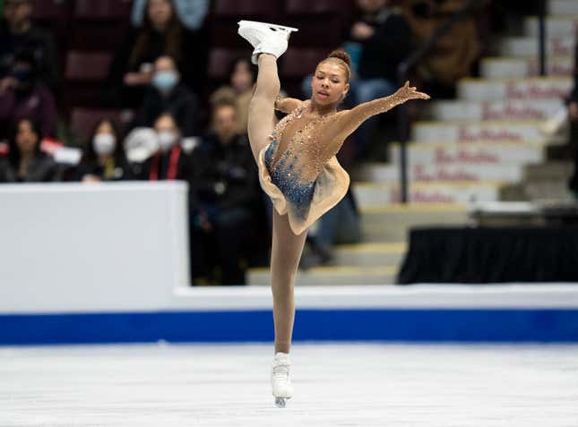 Starr Andrews of the United States performs her free skating program at the Skate Canada International figure skating competition in Mississauga, Ontario, on Saturday, Oct. 29, 2022. 