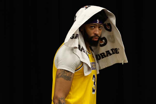 PHOENIX, ARIZONA - APRIL 05: Anthony Davis #3 of the Los Angeles Lakers walks off the court following the NBA game against the Phoenix Suns at Footprint Center on April 05, 2022 in Phoenix, Arizona.  The Suns defeated the Lakers 121-110. NOTE TO USER: User expressly acknowledges and agrees that, by downloading and or using this photograph, User is consenting to the terms and conditions of the Getty Images License Agreement. (Photo by Christian Petersen/Getty Images)