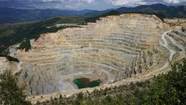 An open-pit copper mine in Romania