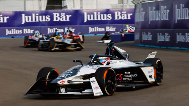 Mitch Evans, Jaguar TCS Racing, Jaguar I-TYPE 6 leads Stoffel Vandoorne, DS Penske, DS E-Tense FE23 during the ABB FIA Formula E Championship - 2023 Jakarta E-Prix Round 11 on June 4, 2023 in Jakarta, Indonesia. 