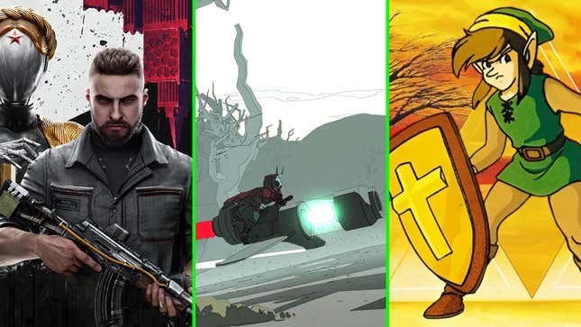 Images from Atomic Heart, Sable, and Zelda are arranged in a collage.