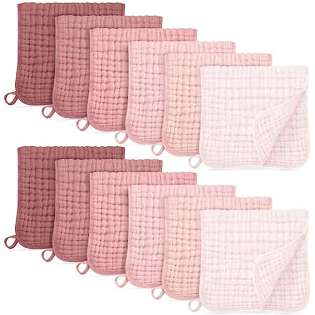 Image for article titled Unnivoll Muslin Burp Cloths for Baby 100% Cotton Burping Cloths for Boys Girls Large 20''X10'' Extra Soft and Absorbent 12 Pack, Now 15% Off