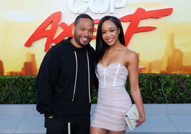 Eric Murphy und Jasmin Page Lawrence besuchen die Los Angeles-Premiere von Netflix‘ „Beverly Hills Cop: Axel F“ am 20. Juni 2024 im Wallis Annenberg Center for the Performing Arts in Beverly Hills, Kalifornien.