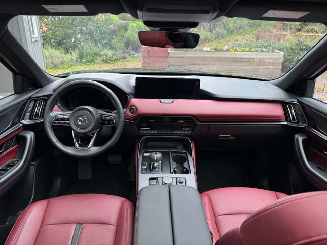 Red leather interior of a 2025 Mazda CX-70